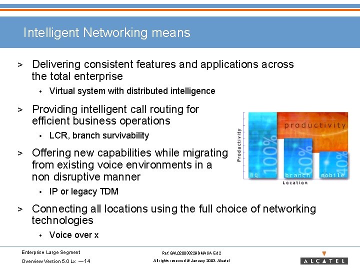 Intelligent Networking means > Delivering consistent features and applications across the total enterprise •
