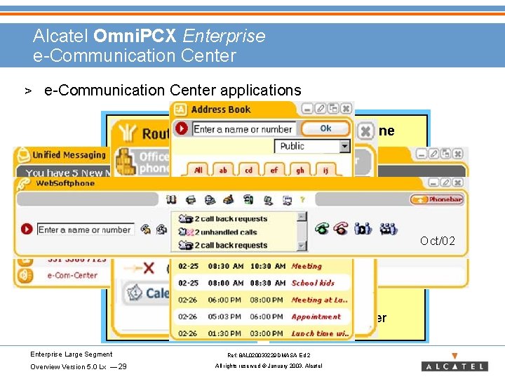 Alcatel Omni. PCX Enterprise e-Communication Center > e-Communication Center applications My Unified Messenger My