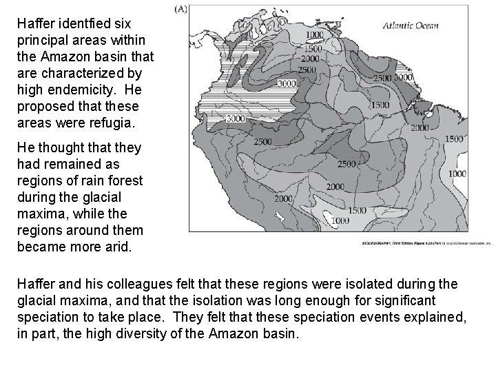 Haffer identfied six principal areas within the Amazon basin that are characterized by high