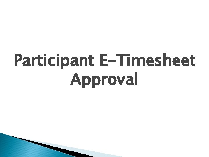 Participant E-Timesheet Approval 