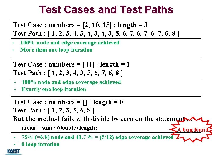Test Cases and Test Paths Test Case : numbers = [2, 10, 15] ;