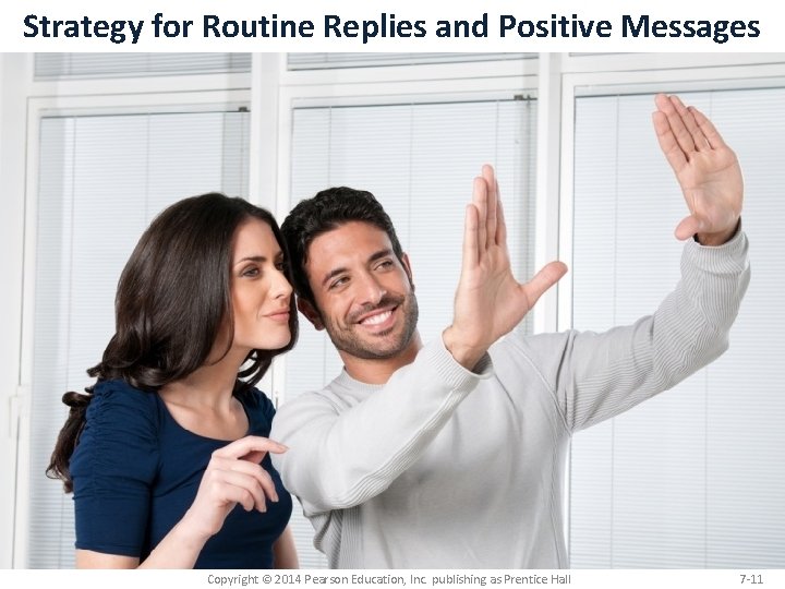 Strategy for Routine Replies and Positive Messages Copyright © 2014 Pearson Education, Inc. publishing
