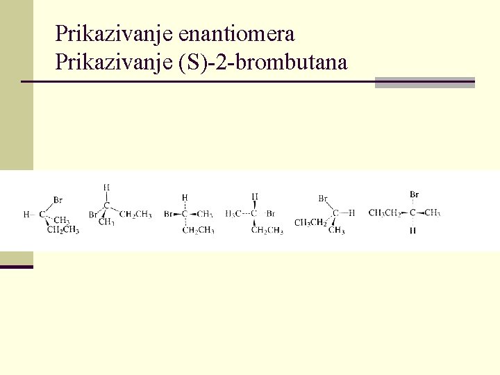 Prikazivanje enantiomera Prikazivanje (S)-2 -brombutana 