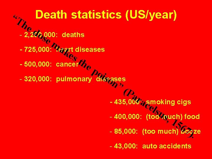 “T he Death statistics (US/year) do - 2, 200, 000: deaths s em ak