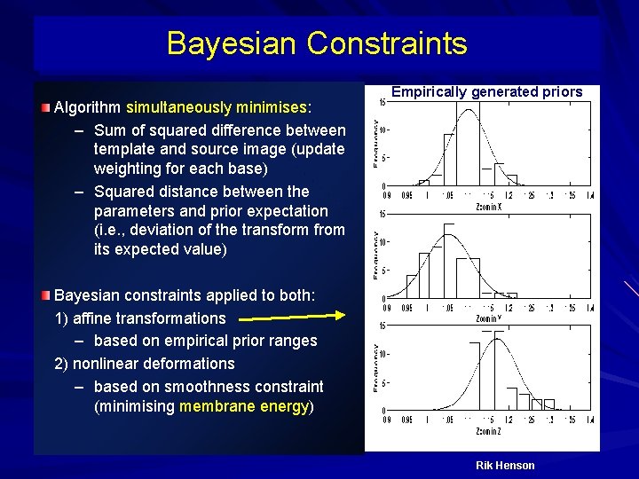 Bayesian Constraints Algorithm simultaneously minimises: – Sum of squared difference between template and source