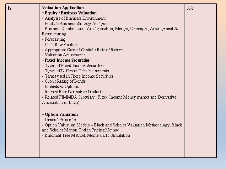 h Valuation Application • Equity / Business Valuation - Analysis of Business Environment -