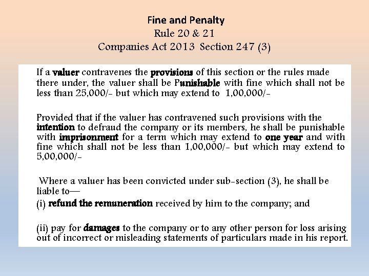  Fine and Penalty Rule 20 & 21 Companies Act 2013 Section 247 (3)