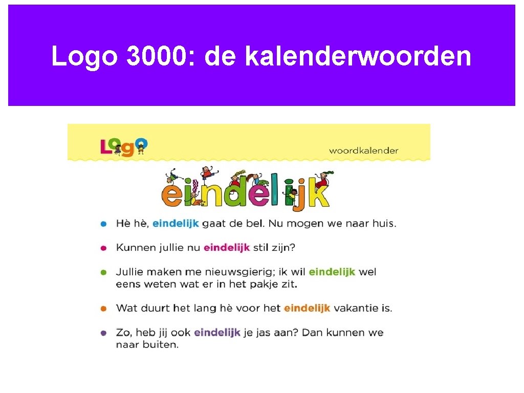 Logo 3000: de kalenderwoorden 