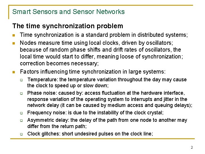 Smart Sensors and Sensor Networks Lecture 3 Time