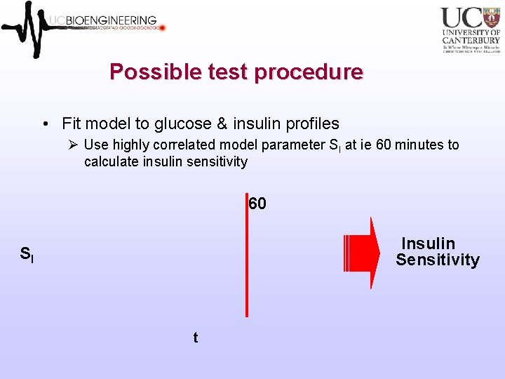 Possible test procedure • Fit model to glucose & insulin profiles Ø Use highly Possible test procedure • Fit model to glucose & insulin profiles Ø Use highly