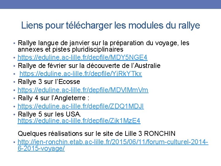 Liens pour télécharger les modules du rallye • Rallye langue de janvier sur la