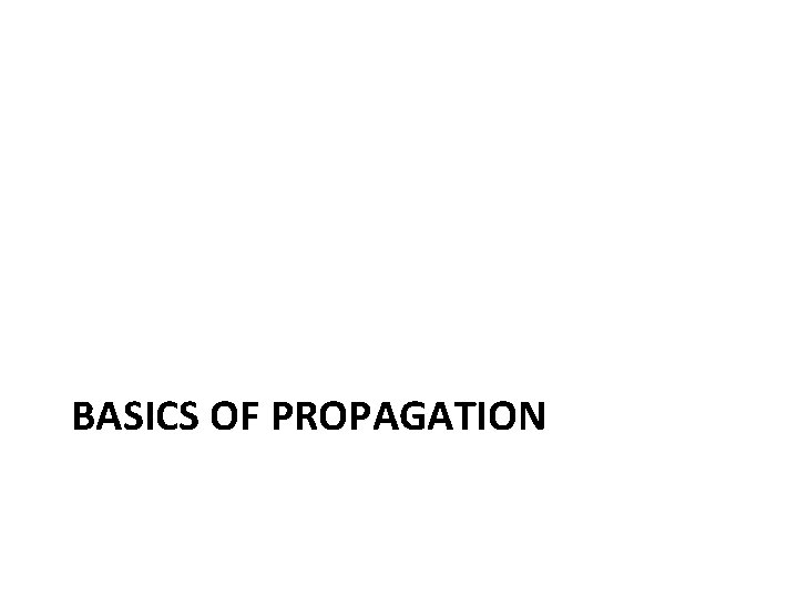 BASICS OF PROPAGATION 