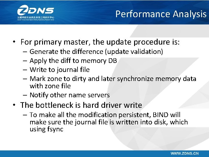 Performance Analysis • For primary master, the update procedure is: – Generate the difference