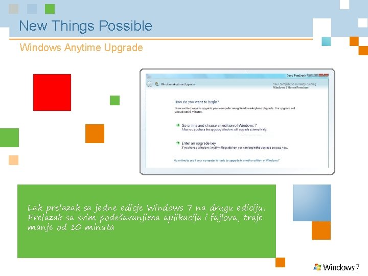 New Things Possible Windows Anytime Upgrade Lak prelazak sa jedne edicje Windows 7 na