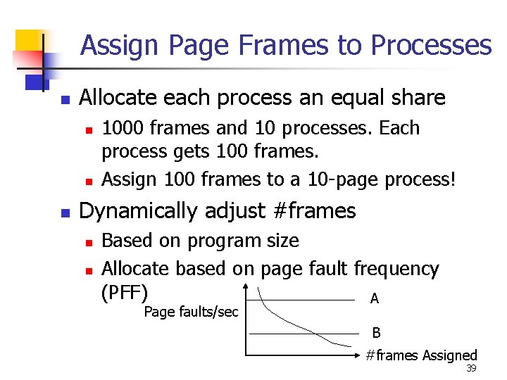 Assign Page Frames to Processes n Allocate each process an equal share n n