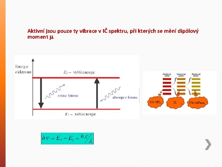 Aktivní jsou pouze ty vibrace v IČ spektru, při kterých se mění dipólový moment