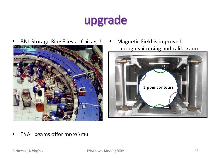 upgrade • BNL Storage Ring Flies to Chicago! • Magnetic Field is improved through