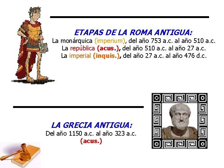 ETAPAS DE LA ROMA ANTIGUA: La monárquica (imperium), del año 753 a. c. al ETAPAS DE LA ROMA ANTIGUA: La monárquica (imperium), del año 753 a. c. al