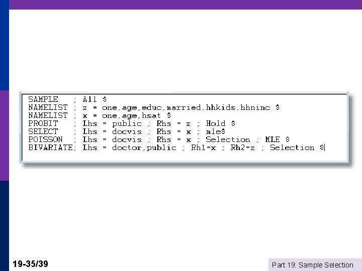 19 -35/39 Part 19: Sample Selection 