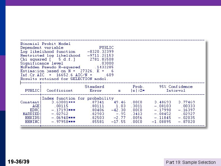 19 -36/39 Part 19: Sample Selection 