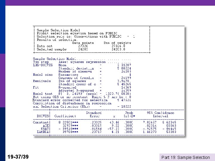 19 -37/39 Part 19: Sample Selection 