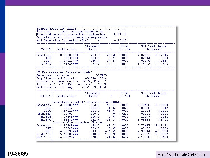 19 -38/39 Part 19: Sample Selection 