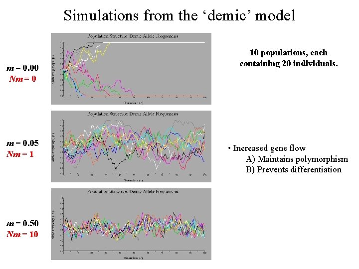 Simulations from the ‘demic’ model m = 0. 00 Nm = 0. 05 Nm