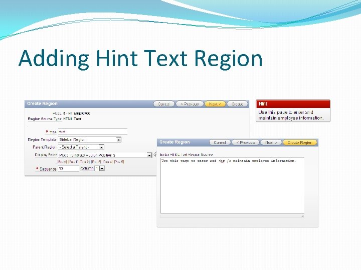 Adding Hint Text Region 