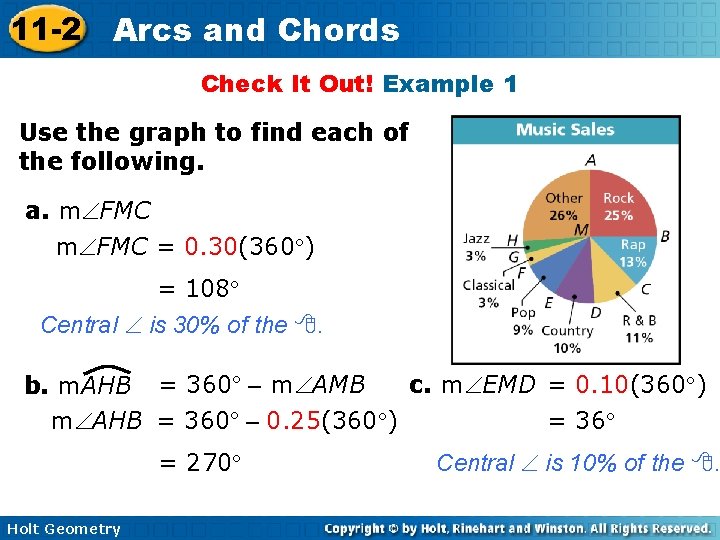 11 -2 Arcs and Chords Check It Out! Example 1 Use the graph to
