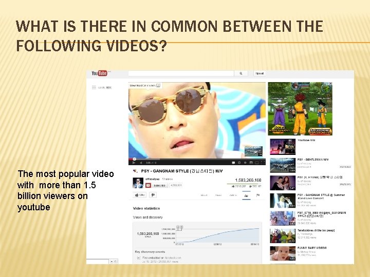 WHAT IS THERE IN COMMON BETWEEN THE FOLLOWING VIDEOS? The most popular video with