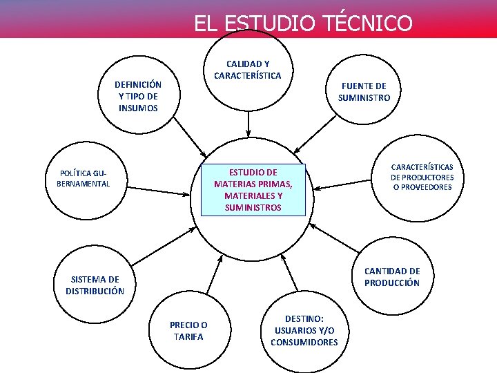 EL ESTUDIO TÉCNICO CALIDAD Y CARACTERÍSTICA DEFINICIÓN Y TIPO DE INSUMOS FUENTE DE SUMINISTRO