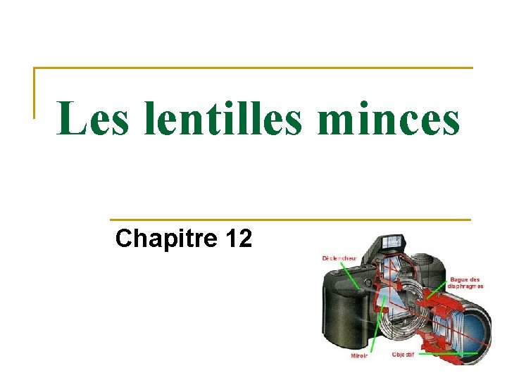 Les lentilles minces Chapitre 12 