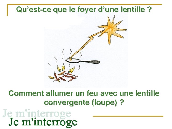 Qu’est-ce que le foyer d’une lentille ? Comment allumer un feu avec une lentille