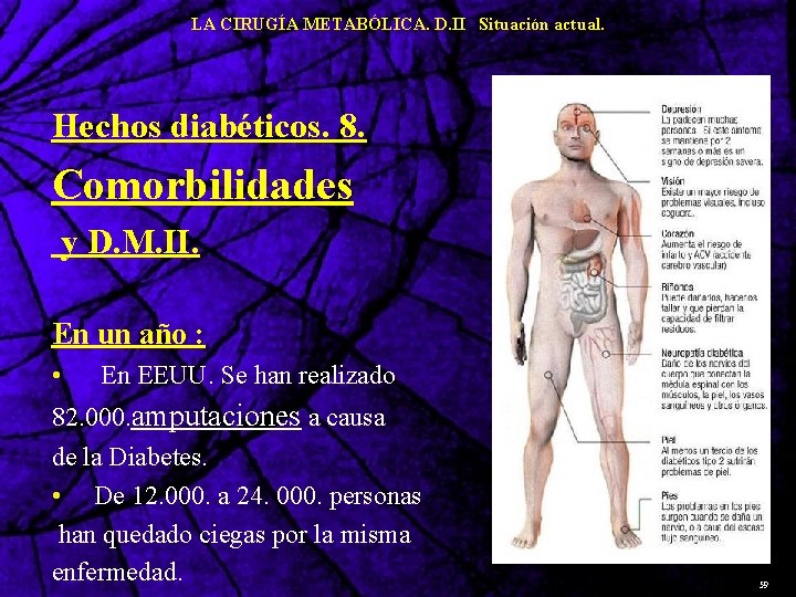 LA CIRUGÍA METABÓLICA. D. II Situación actual. Hechos diabéticos. 8. Comorbilidades y D. M.