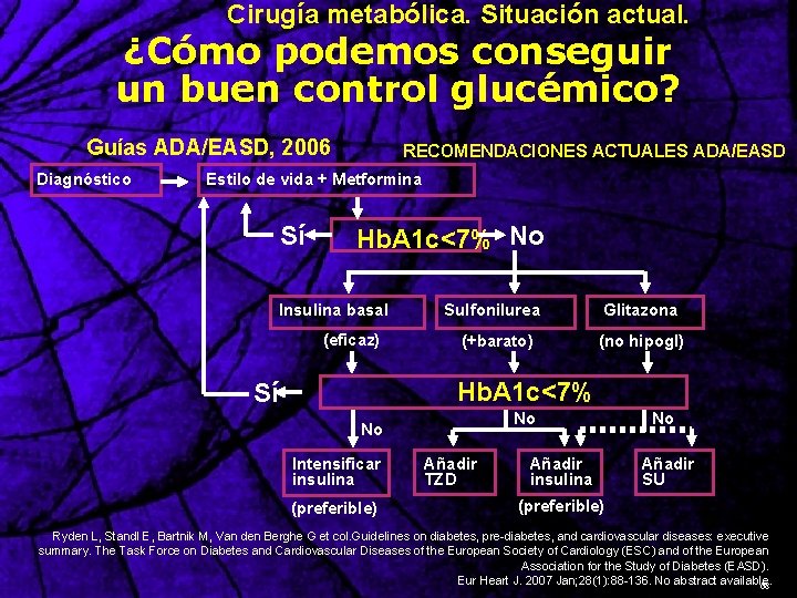 Cirugía metabólica. Situación actual. ¿Cómo podemos conseguir un buen control glucémico? Guías ADA/EASD, 2006