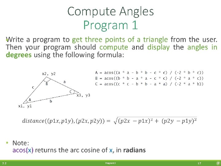 Compute Angles Program 1 • 3. 2 Program 1 17 