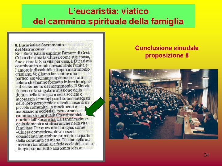 L’eucaristia: viatico del cammino spirituale della famiglia Conclusione sinodale proposizione 8 24 