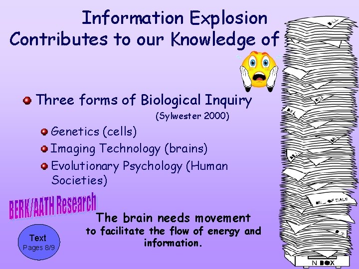 Information Explosion Contributes to our Knowledge of Humor Three forms of Biological Inquiry (Sylwester Information Explosion Contributes to our Knowledge of Humor Three forms of Biological Inquiry (Sylwester