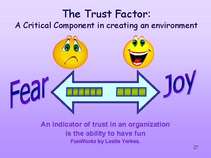 The Trust Factor: A Critical Component in creating an environment An indicator of trust The Trust Factor: A Critical Component in creating an environment An indicator of trust