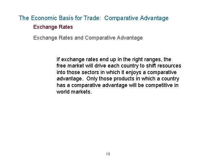 The Economic Basis for Trade: Comparative Advantage Exchange Rates and Comparative Advantage If exchange The Economic Basis for Trade: Comparative Advantage Exchange Rates and Comparative Advantage If exchange