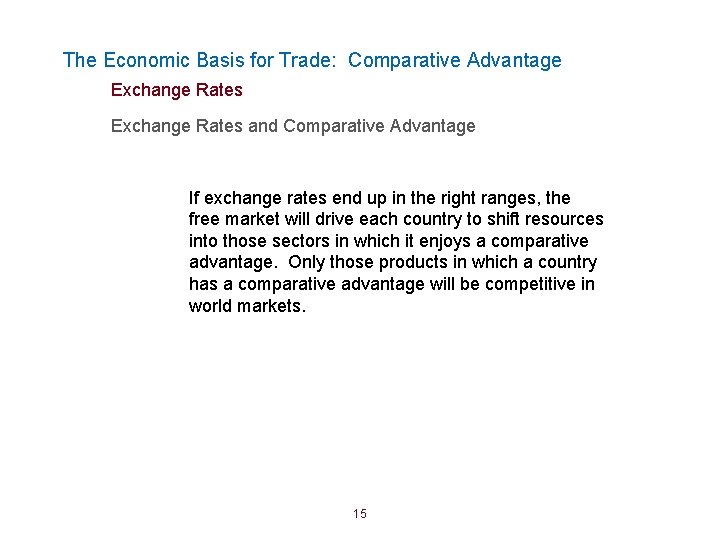 The Economic Basis for Trade: Comparative Advantage Exchange Rates and Comparative Advantage If exchange