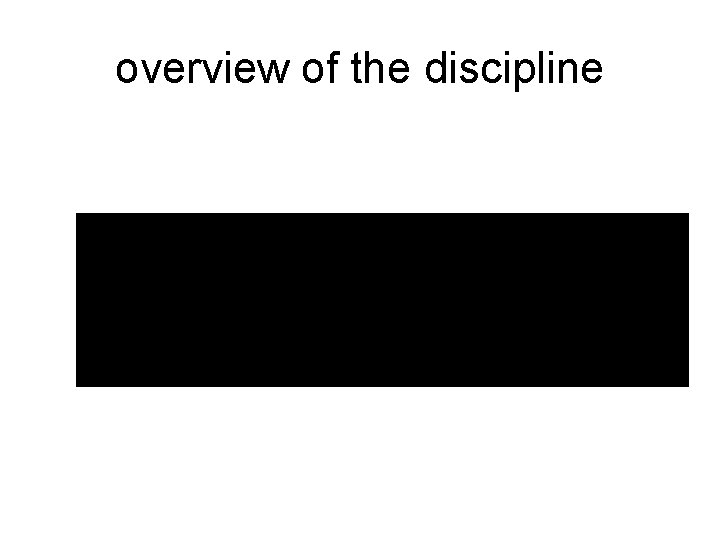 overview of the discipline 