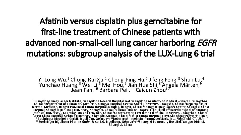 Afatinib versus cisplatin plus gemcitabine for first-line treatment of Chinese patients with advanced non-small-cell