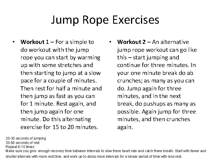 Jump Rope Exercises • Workout 1 – For a simple to do workout with