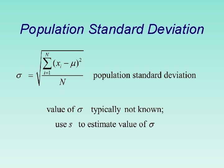 Population Standard Deviation 