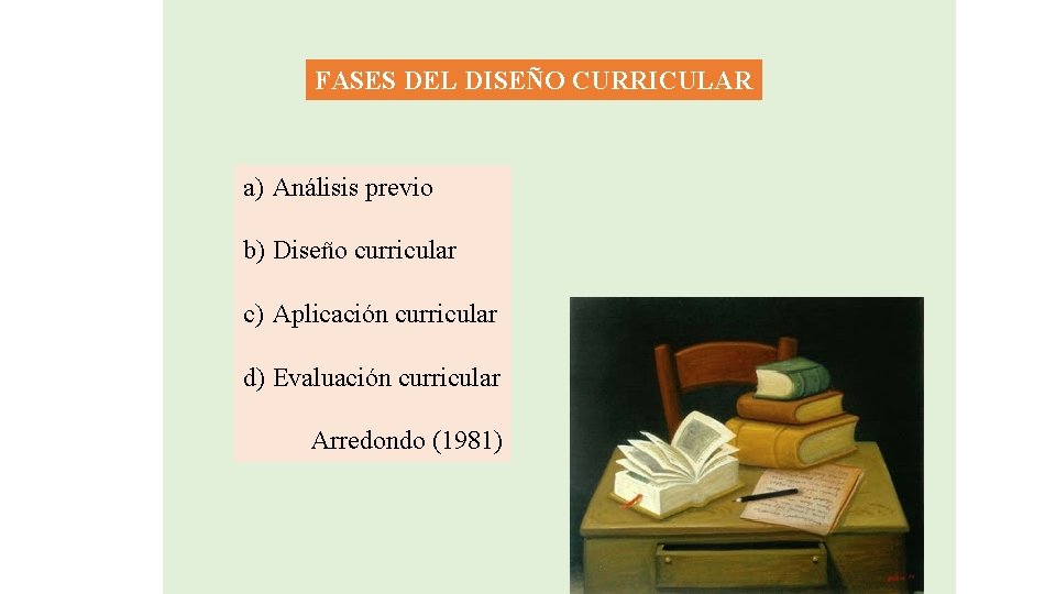 FASES DEL DISEÑO CURRICULAR a) Análisis previo b) Diseño curricular c) Aplicación curricular d)