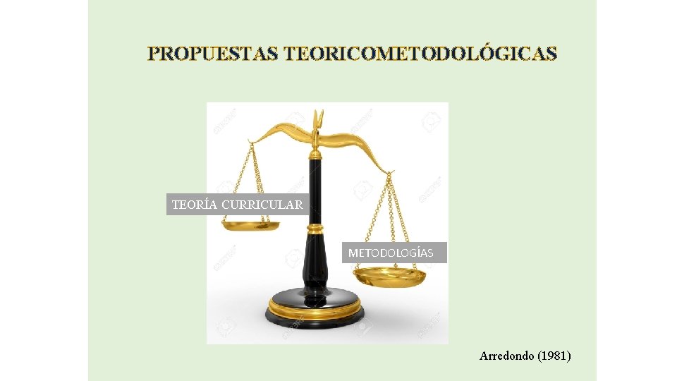 PROPUESTAS TEORICOMETODOLÓGICAS TEORÍA CURRICULAR METODOLOGÍAS Arredondo (1981) 