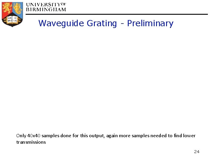 Waveguide Grating - Preliminary Only 40 x 40 samples done for this output, again