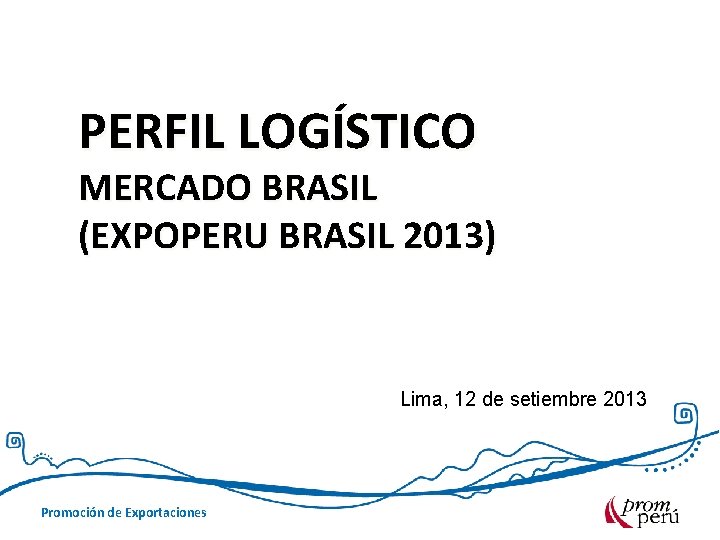 PERFIL LOGÍSTICO MERCADO BRASIL (EXPOPERU BRASIL 2013) Lima, 12 de setiembre 2013 Promoción de