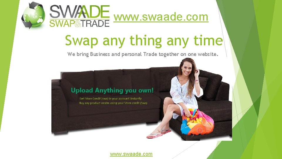 www. swaade. com Swap any thing any time We bring Business and personal Trade